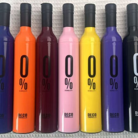 DECO Creative Wine Bottle Umbrella - 0% Alcoholicity Fashion Compact Rain & Sun Umbrella with Waterproof Case