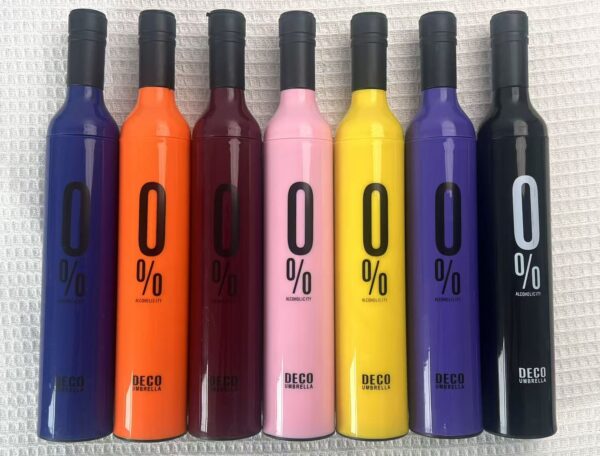 DECO Creative Wine Bottle Umbrella - 0% Alcoholicity Fashion Compact Rain & Sun Umbrella with Waterproof Case